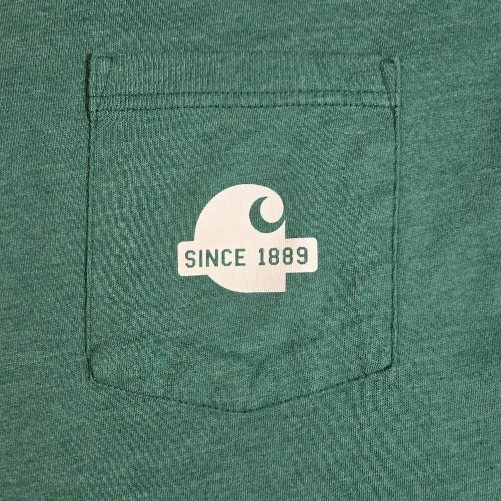 Mens Carhartt Short Sleeve T Shirt Green Relaxed Fit XL Chest Pocket